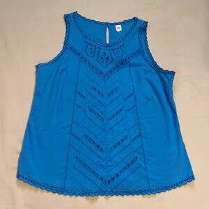 Gap Women's Vibrant Blue Eyelet Tank Top Shirt Size Medium